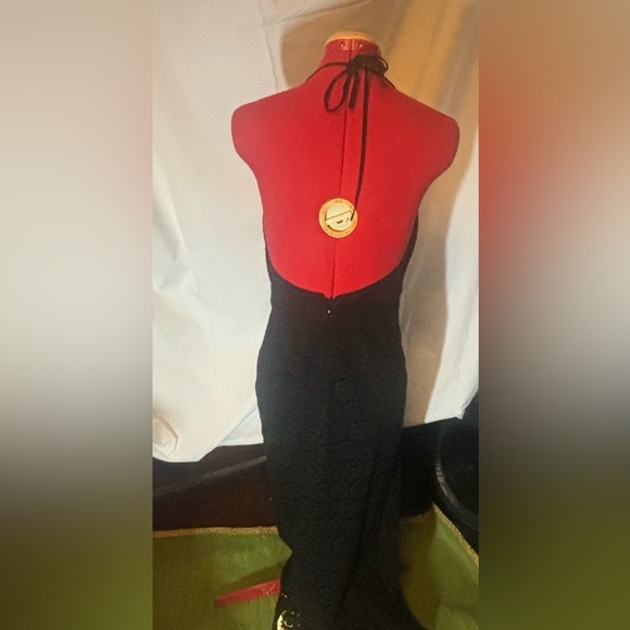 Theory Black Crochet Halter Gown | Open-Back Evening Dress | Size 6 - Picture 11 of 12